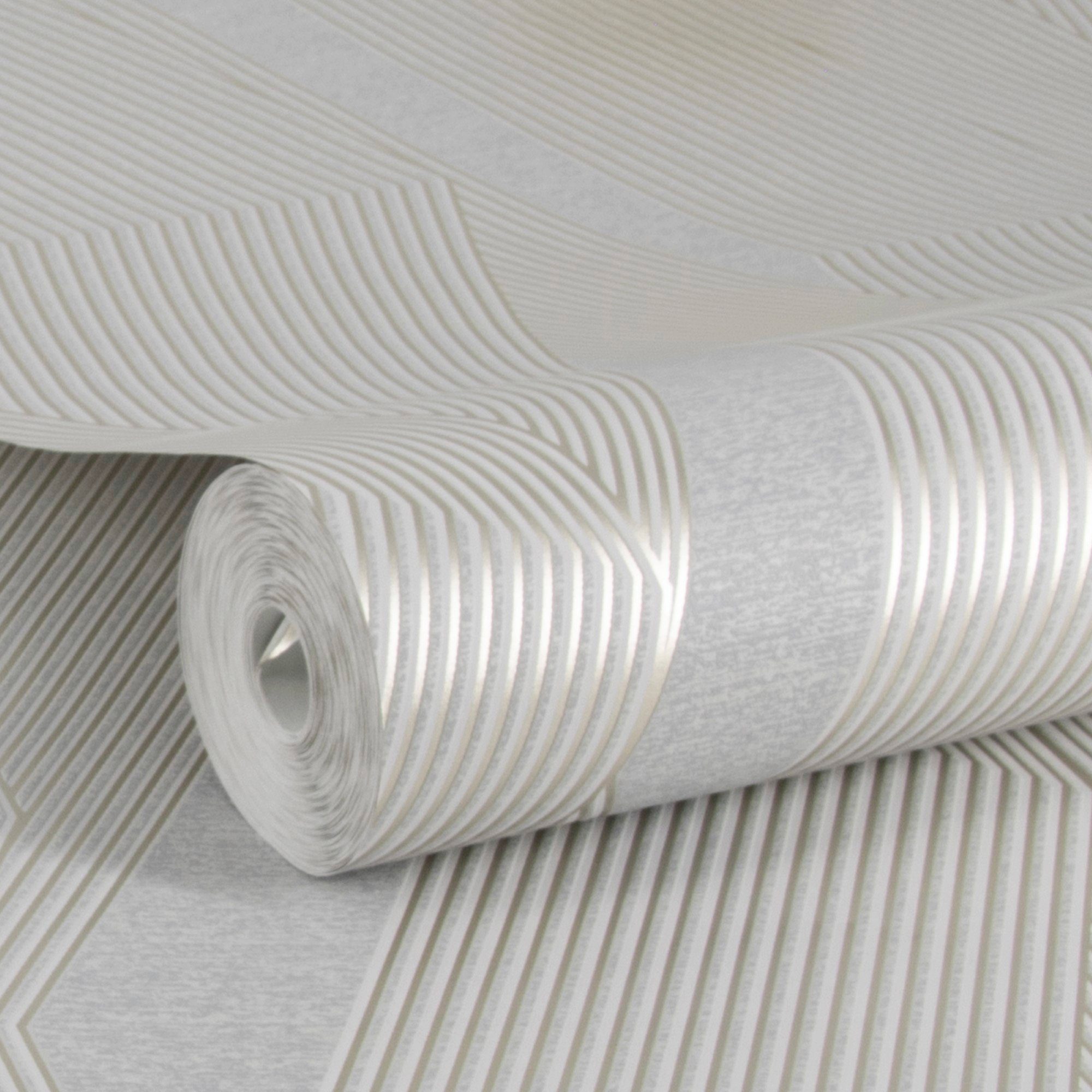 WOW Vliestapete Elegante Ljnen Hellgrau, FSC® zertifiziert, mit lebhaftem Druck, 10 Meter Länge