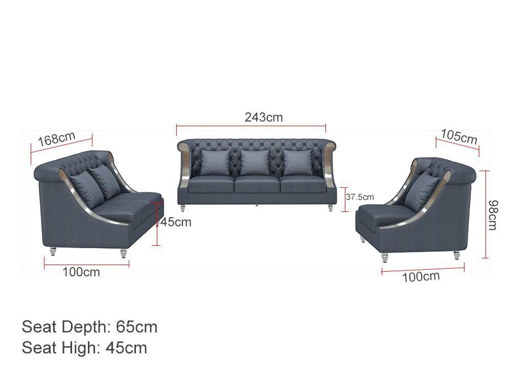 Polster Modern Sofagarnitur Wohnzimmer-Set, Couch JVmoebel 1 2 Sitzer 3 Design Couchen Sofa Set Blau