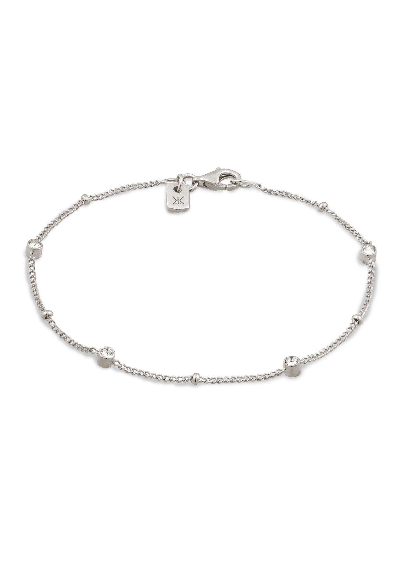 Silberarmband Elemente Glas Kristalle Weiß 925 Sterling Silber