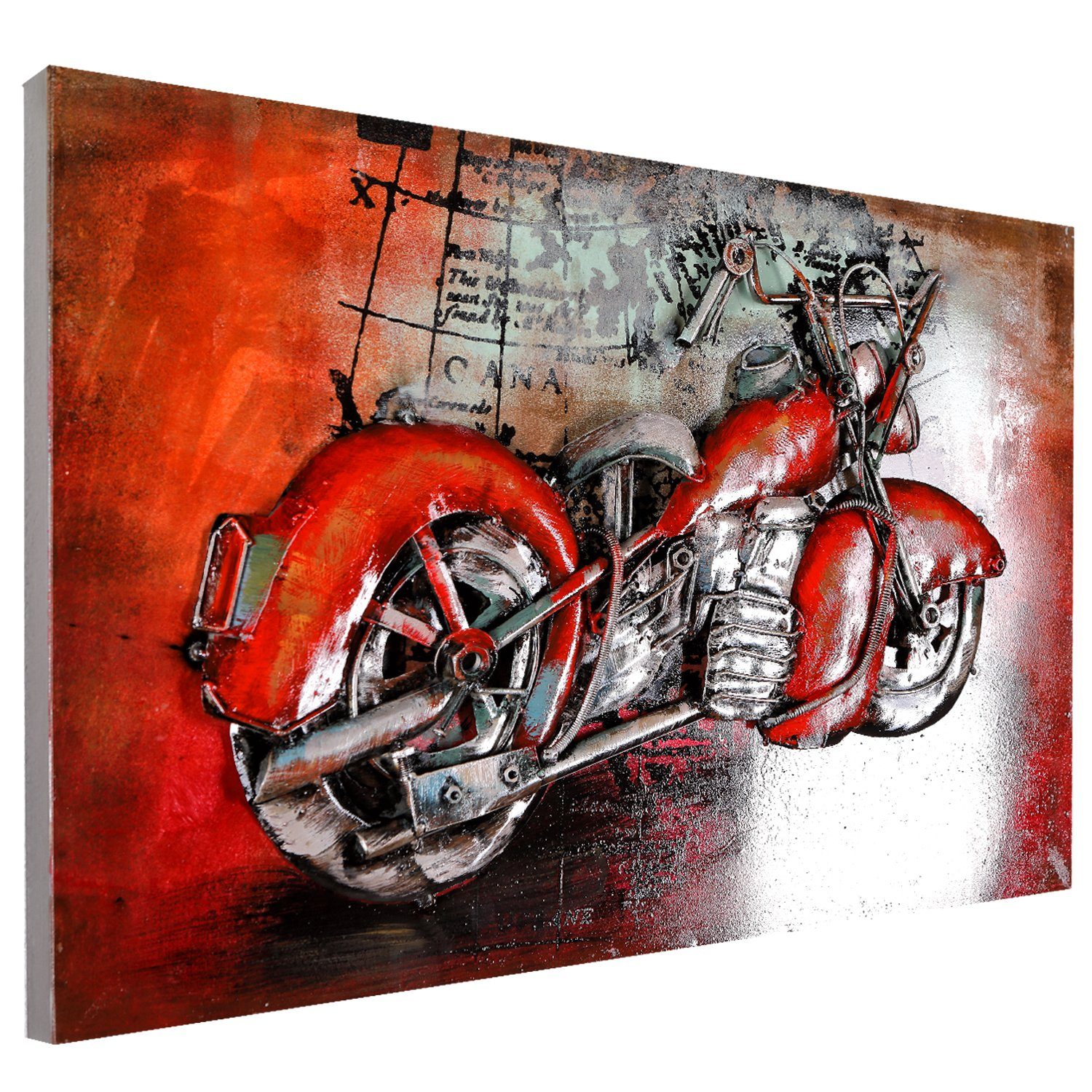 Home4Living Metallbild Wandbild 3D handgefertigt Unikat 140x70x6cm, Chopper, 3D Effekt