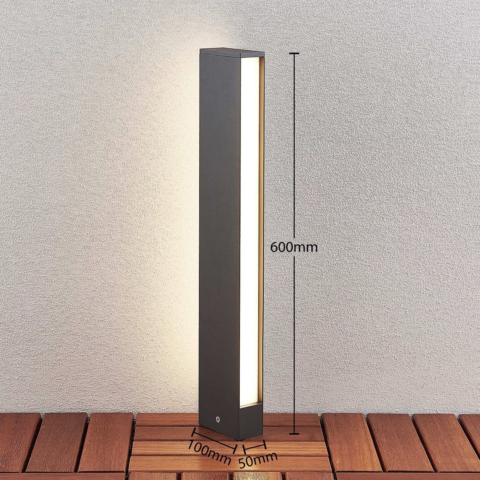 Lucande LED Pollerleuchte warmweiß, Lirka, 2 dunkelgrau, flammig weiß, Modern, Kunststoff, verbaut, LED-Leuchtmittel fest Aluminiumdruckguss