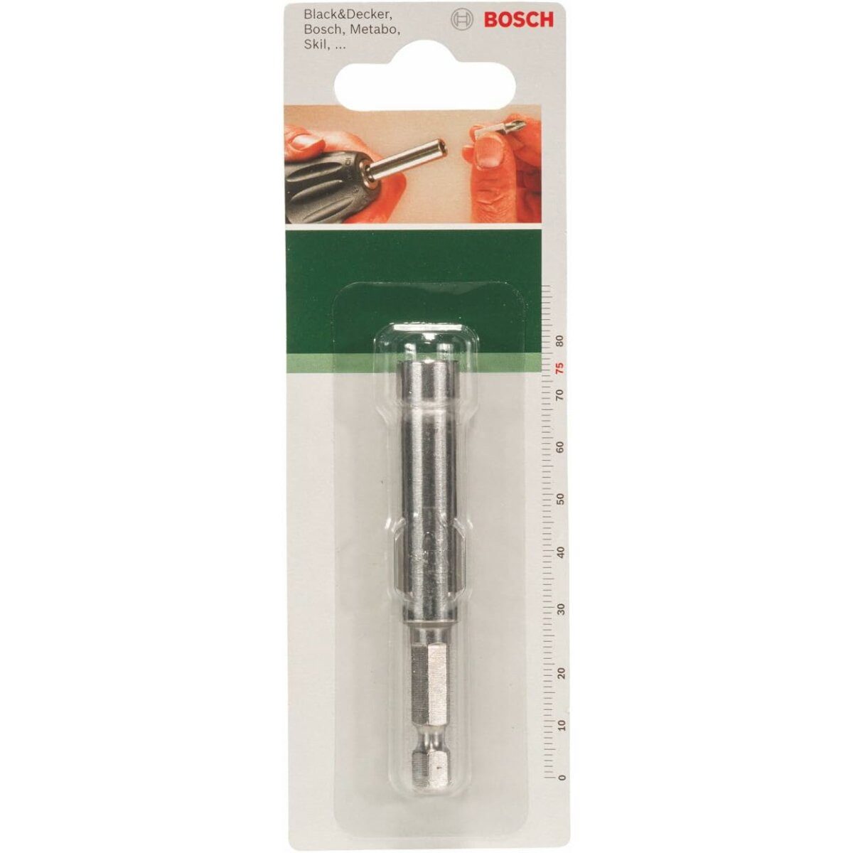 BOSCH Bohrer- und Bitset Bithalter Bosch 75 mm 1/4 Zoll Sechskant magnetisch