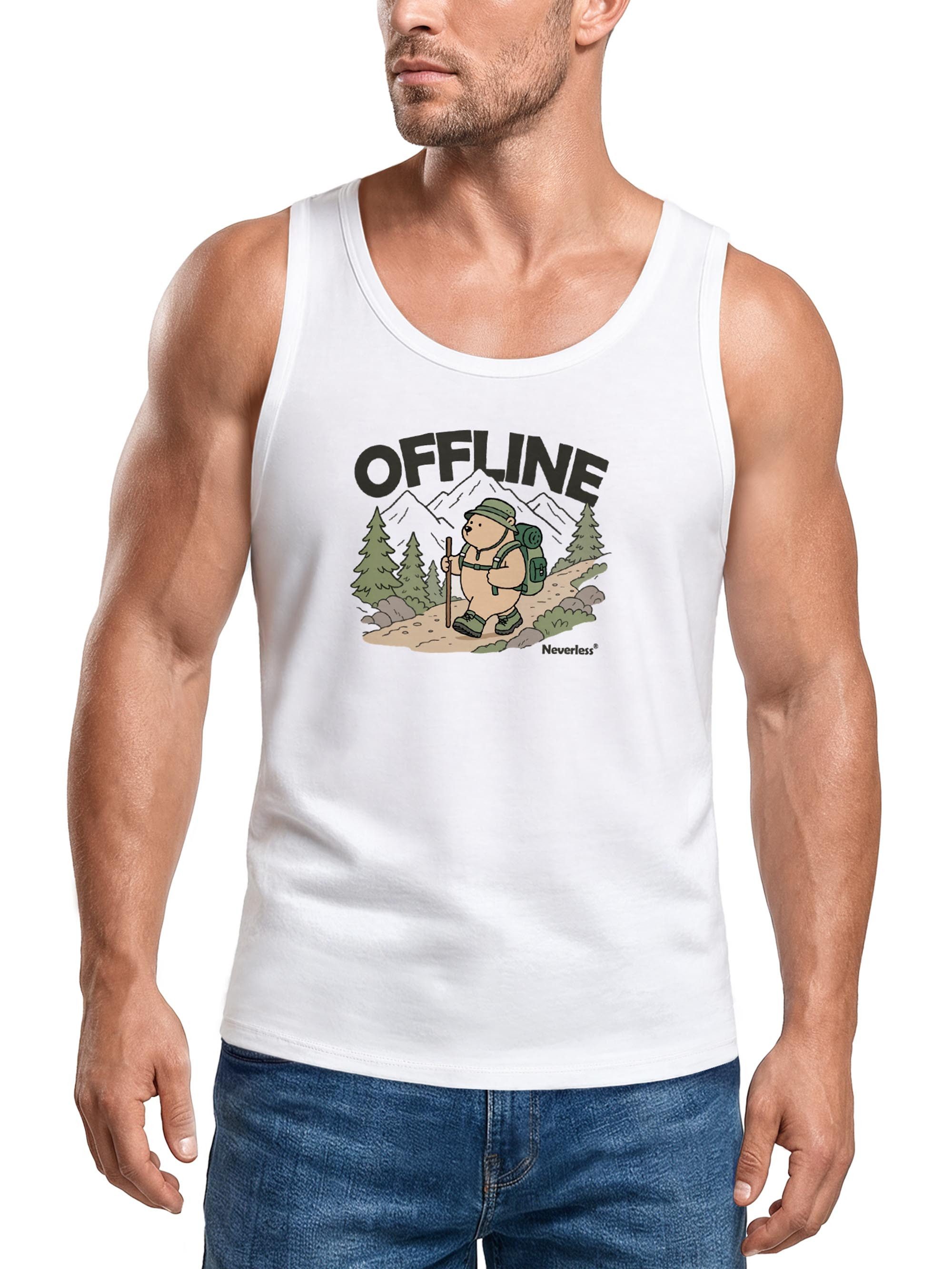 Neverless Tanktop Tanktop Herren mit Grafik-Print - Hike Adventure Bear - Trägershirt mit Print