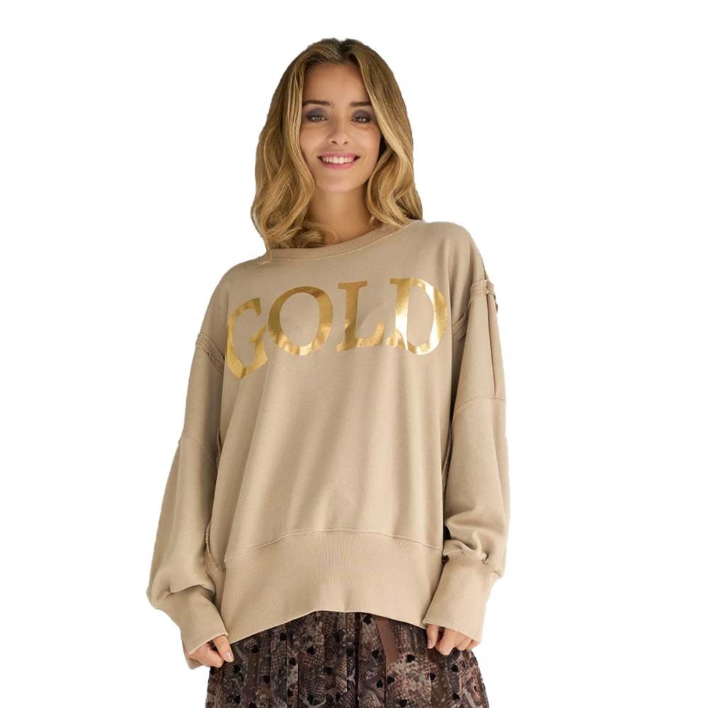 Miss Goodlife Sweatshirt MG12776 Roundneck Sweater Gold – Sand