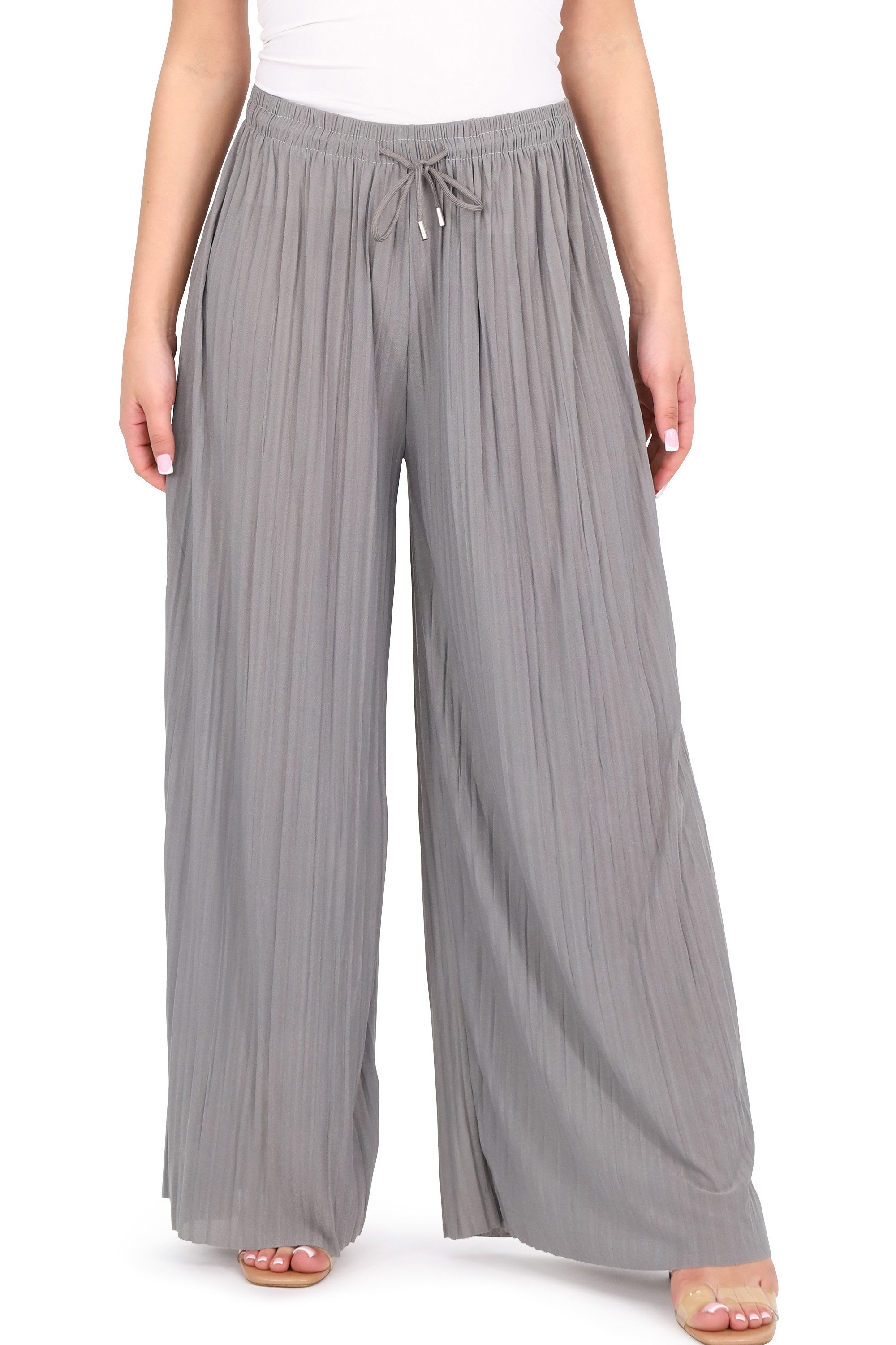 malito more than fashion Palazzohose Damen Plissee-Hose 883 Plissee Schlupfhose mit elastischem Bund 883