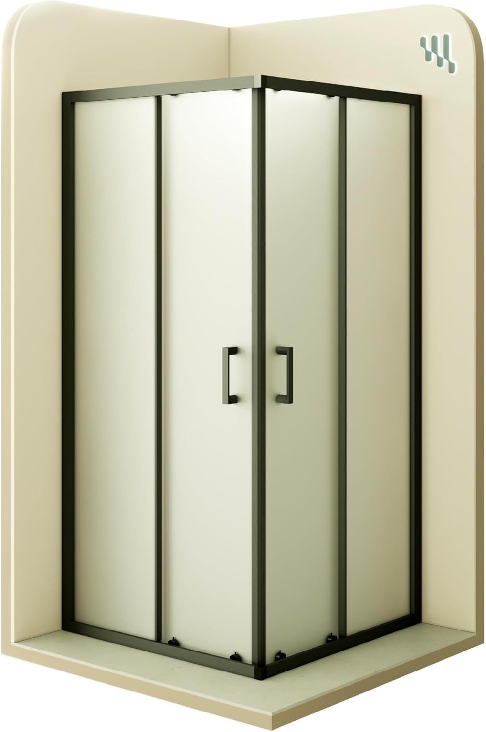 i-flair Eckdusche Schiebetür Duschkabine DANIELLE aus satiniertem 6 mm ESG, BxT: 75x95 cm, Einscheibensicherheitsglas, ohne Duschtasse, mit hochwertigen Aluminiumprofilen in schwarz, ebenerdiger Einbau möglich, mit Schiebetüren