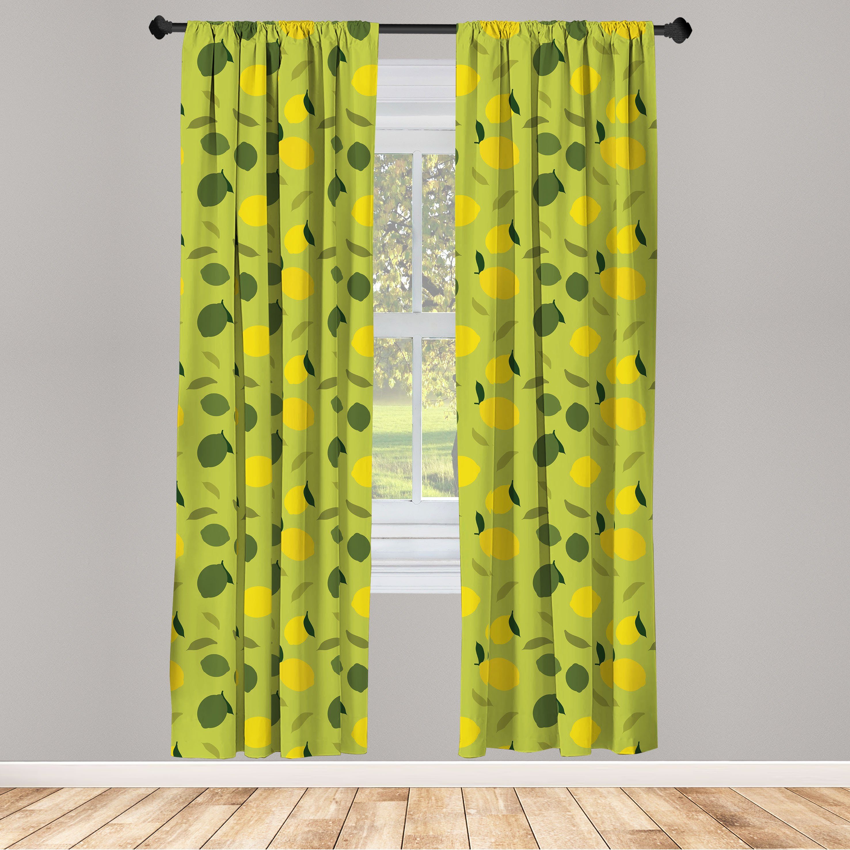 Gardine Vorhang für Wohnzimmer Schlafzimmer Dekor, Abakuhaus, Microfaser, Zitronen Vitamin C Bunte Grafik | Fertiggardinen