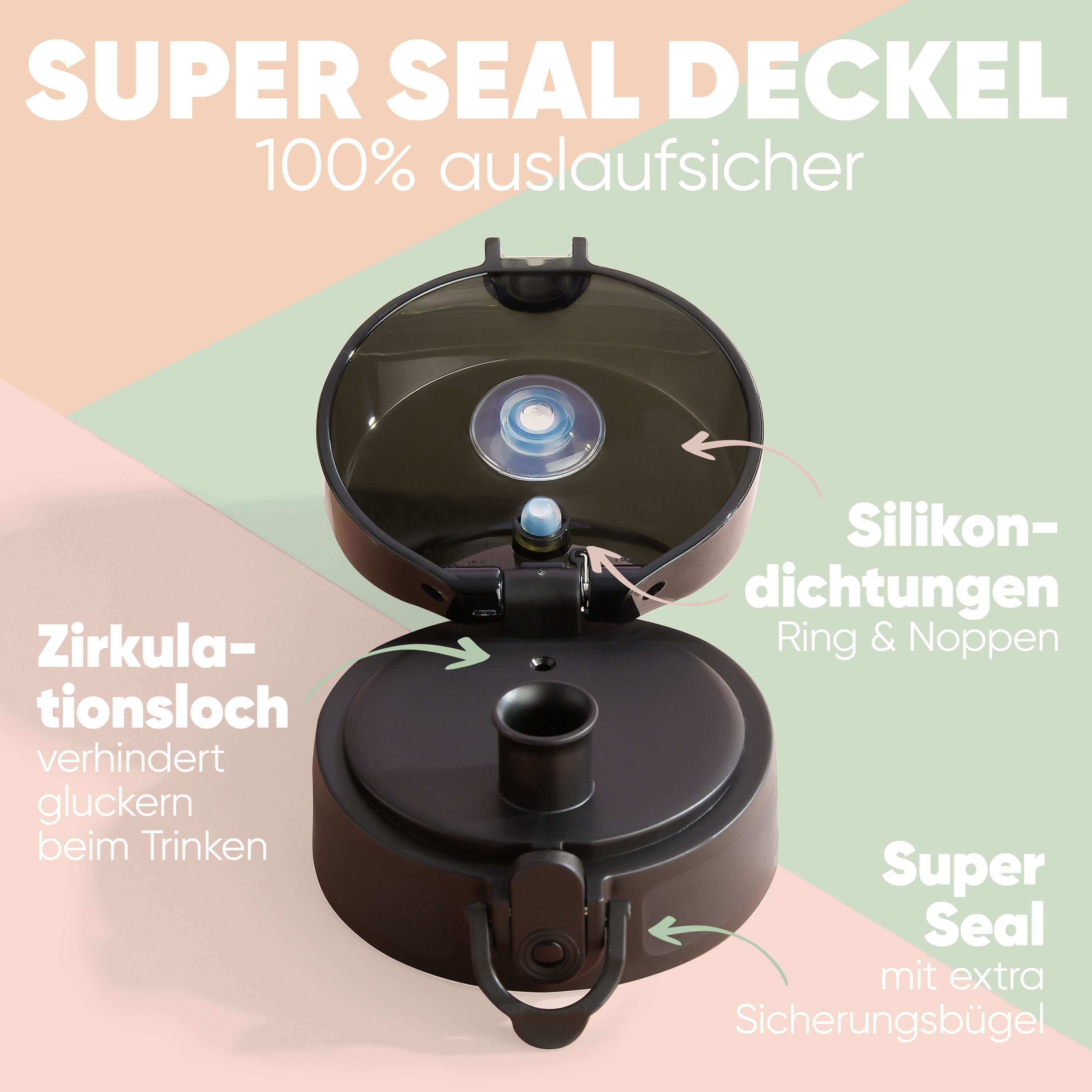 Blumtal Trinkflasche auslaufsichere Trinkflasche Sport + 1-Klick-Verschluss, BPA-freie Wasserflasche mit Sieb - spülmaschinenfest