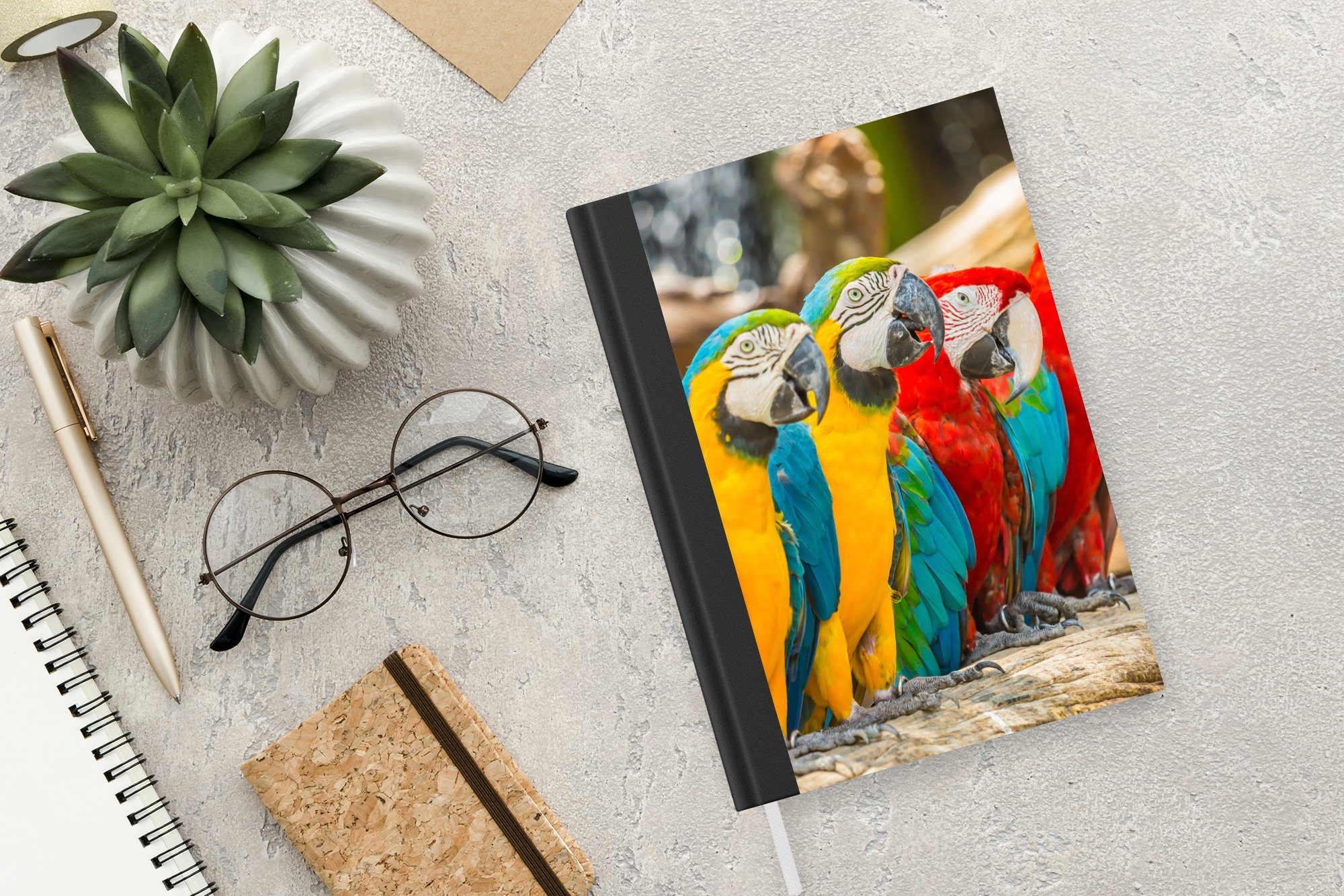 - - Haushaltsbuch Journal, MuchoWow A5, Seiten, Natur, Notizbuch Tropisch Merkzettel, Tagebuch, - Papagei Notizheft, 98 Vögel
