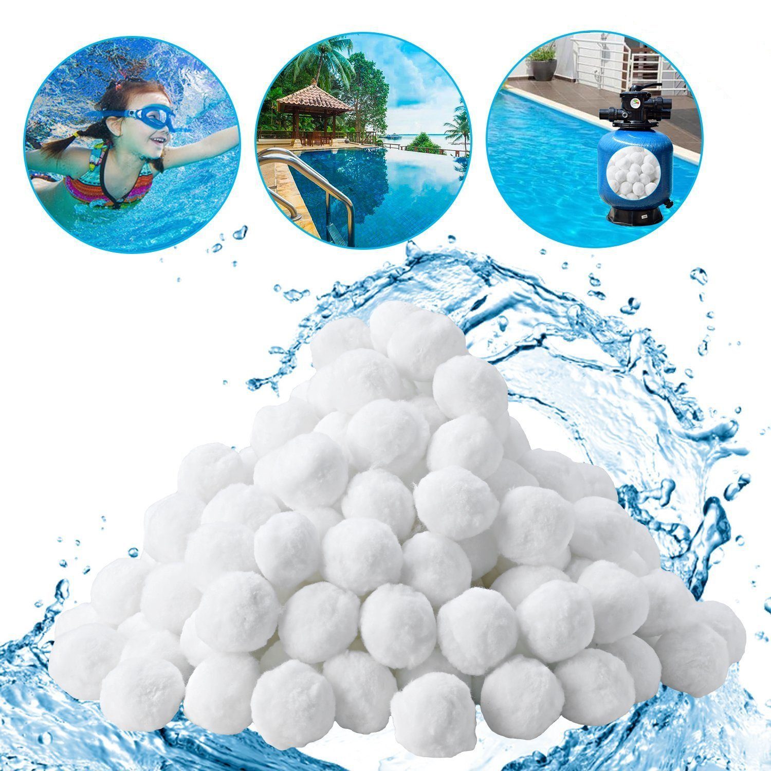 Femor Filterbälle »Filterbälle, Quarzsand Filter Balls,  Filteranlagenzubehör, Tolle Filterwirkung,Umweltfreundlicher Ersatz,  Langlebig«, für Gartenteich, Pool, Aquarien, Glas-und Sandfilteranlage, 0.7  kg, (Packung, Alternative für 25kg Filtersand ...