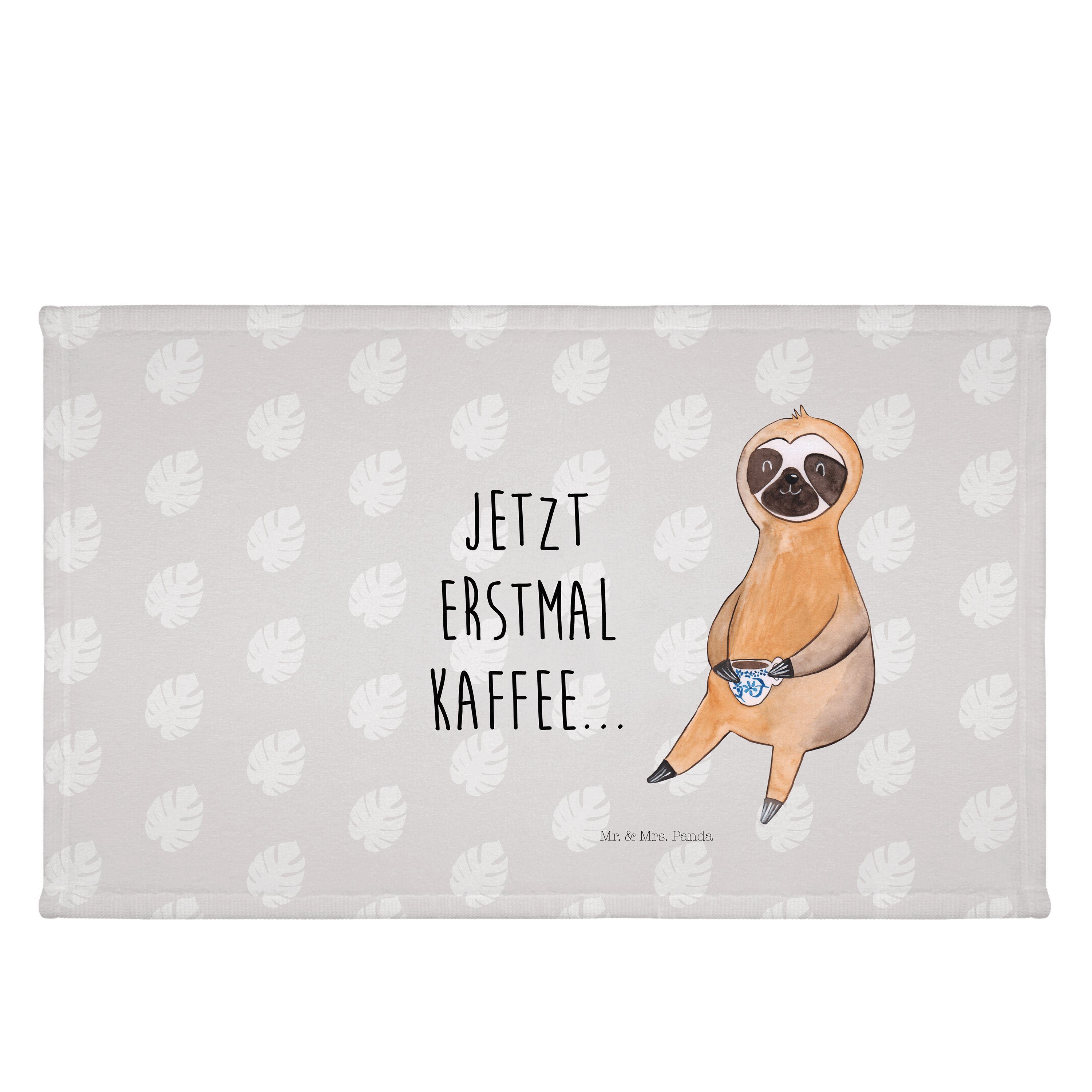 Mr. & Mrs. Panda Handtuch Faultier Kaffee - Grau Pastell - Geschenk, Reisehandtuch, Kaffeetasse, (1-St)