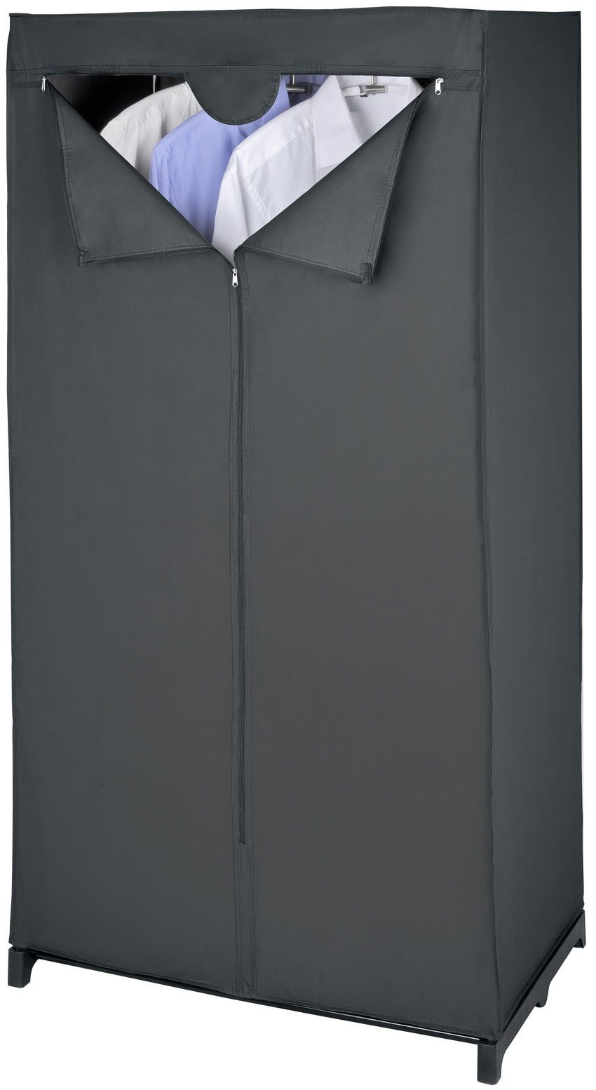 WENKO Stoffschrank Modell Deep Black mit Kleiderstange & Reißverschluss, stabiles Metallgestell, abwaschbar