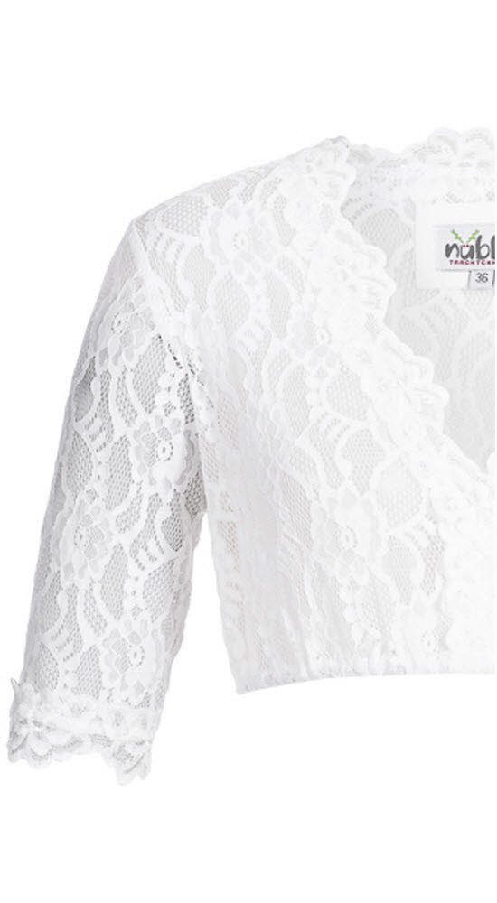 Nübler Dirndlbluse Dirndlbluse 3/4 Arm Laura in Weiß von Nübler