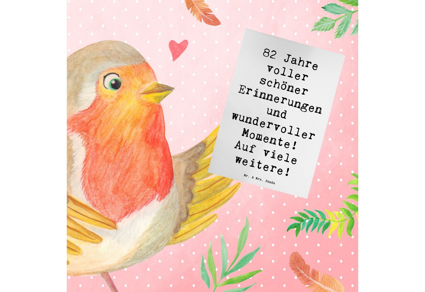 Thumbnail - Mr. & Mrs. Panda Grußkarte Spruch 82. Geburtstag - Weiß - Geschenk, Grußkarte, Ansichtskarten, K