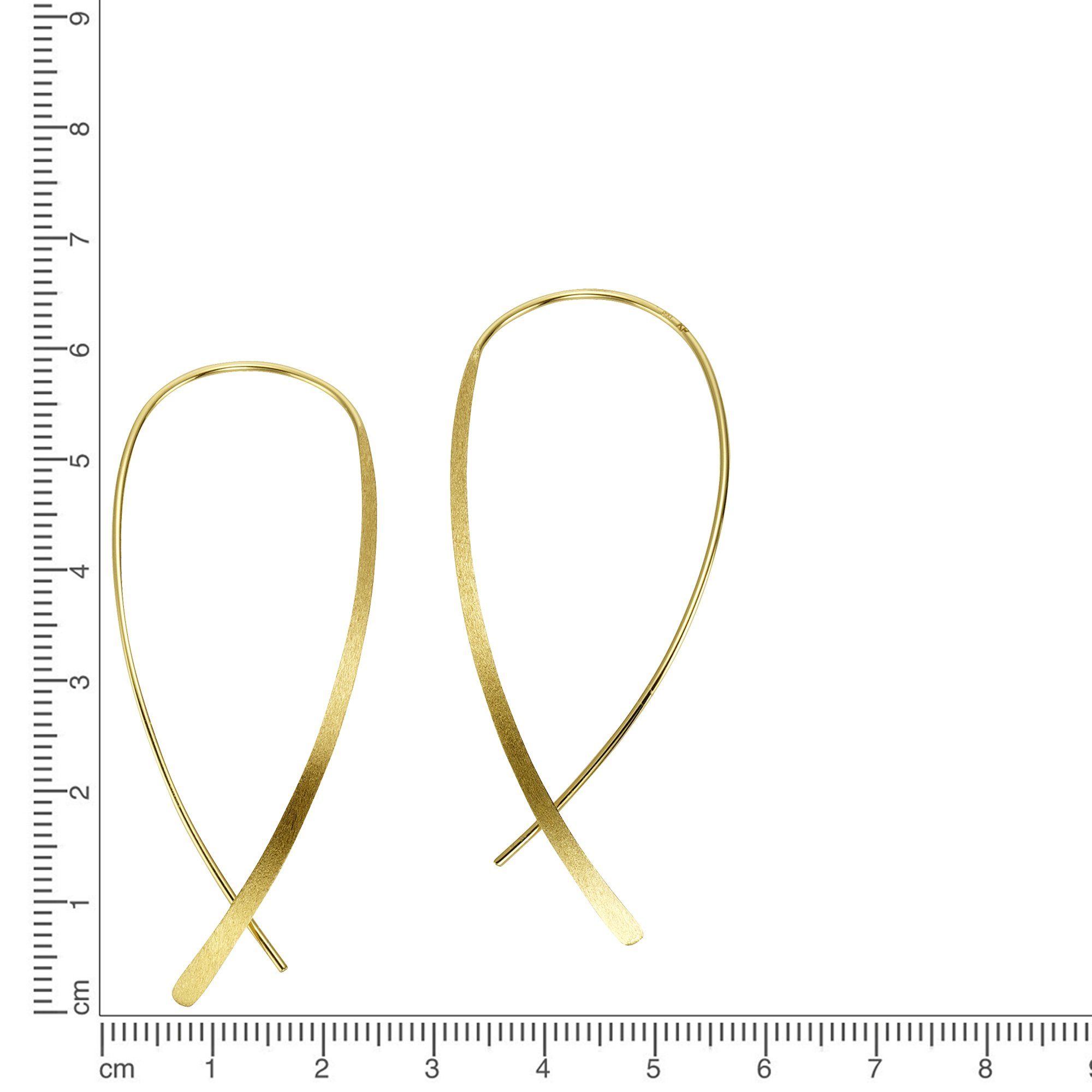 CELESTA Paar Ohrhänger Silber 925 vergoldet 70mm lang matt glanz