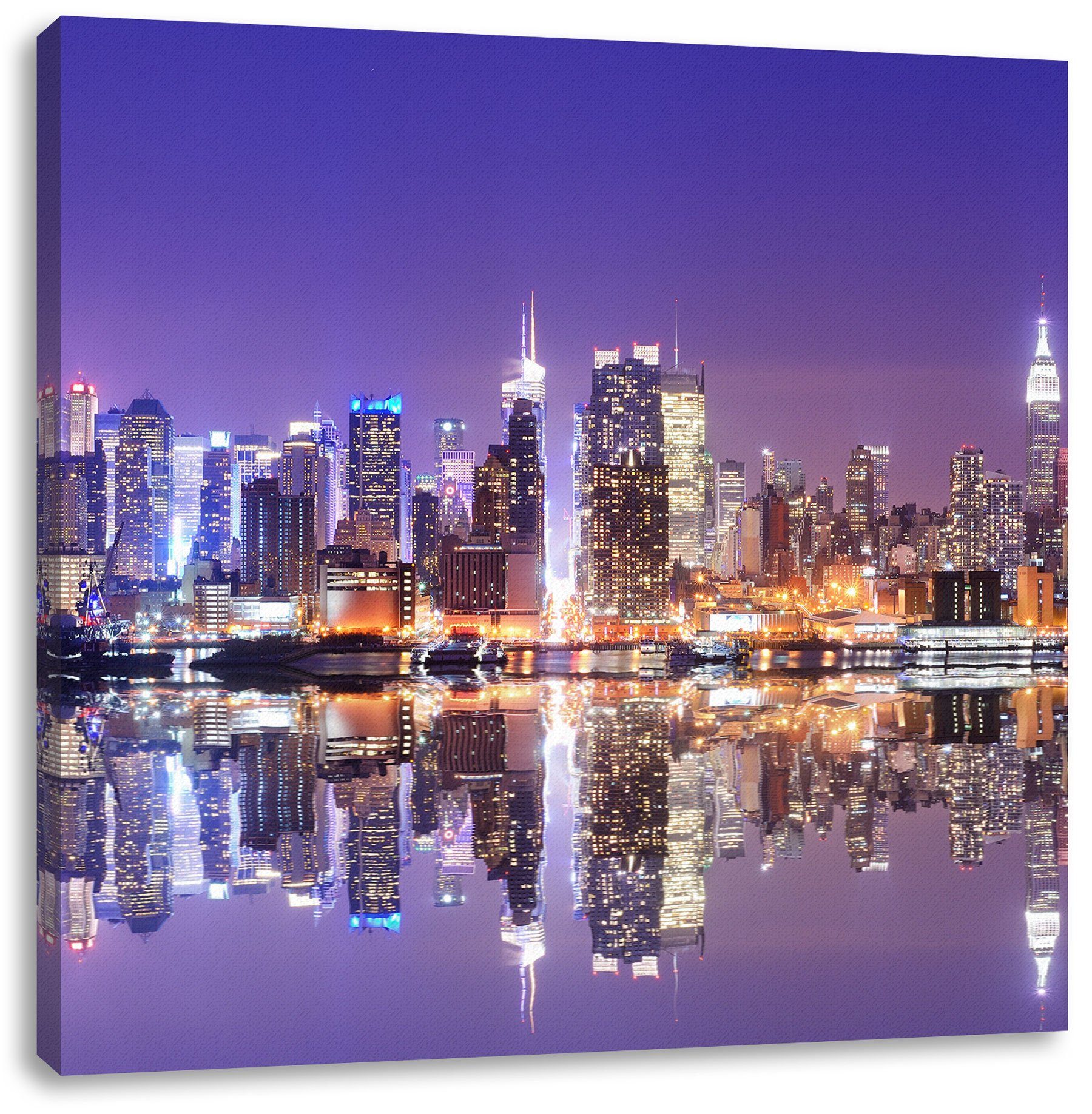 Pixxprint Leinwandbild Manhattan inkl. Skyline, Manhattan Zackenaufhänger St), bespannt, (1 Skyline Leinwandbild fertig