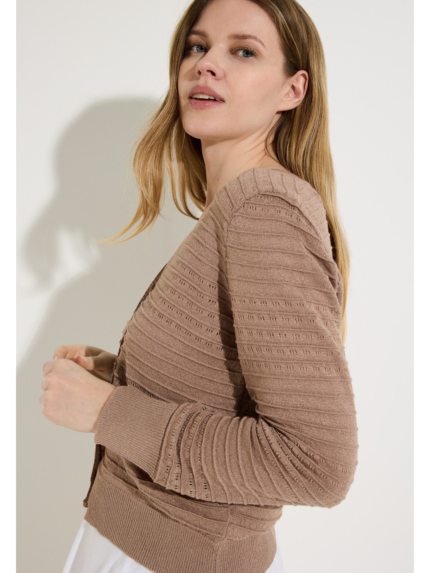 MORE&MORE Strickjacke feine Strukturstreifen-Strickjacke