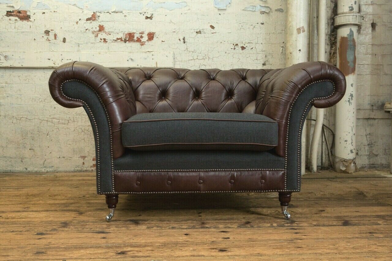 JVmoebel Chesterfield-Sessel Brauner Echtleder-Sessel im klassischen Chesterfield-Design (Packung, Relaxsessel), Made in Europa