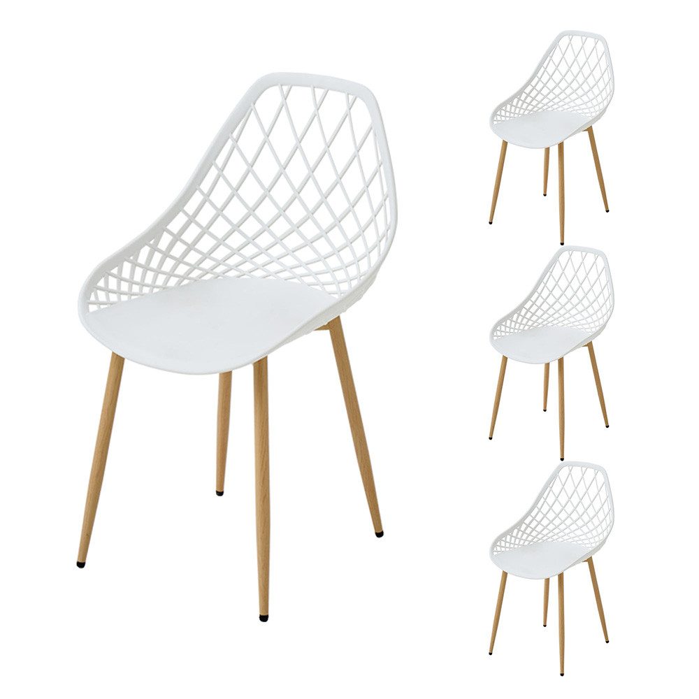 PPkrimnel Bistrostuhl PP-Sitz & Metallrahmen, moderner Esszimmerstuhl, Gartenstuhl (4 St), Balkon- & Poolgeeignet, Gitterdesign, wetterfest, für Innen & Außen