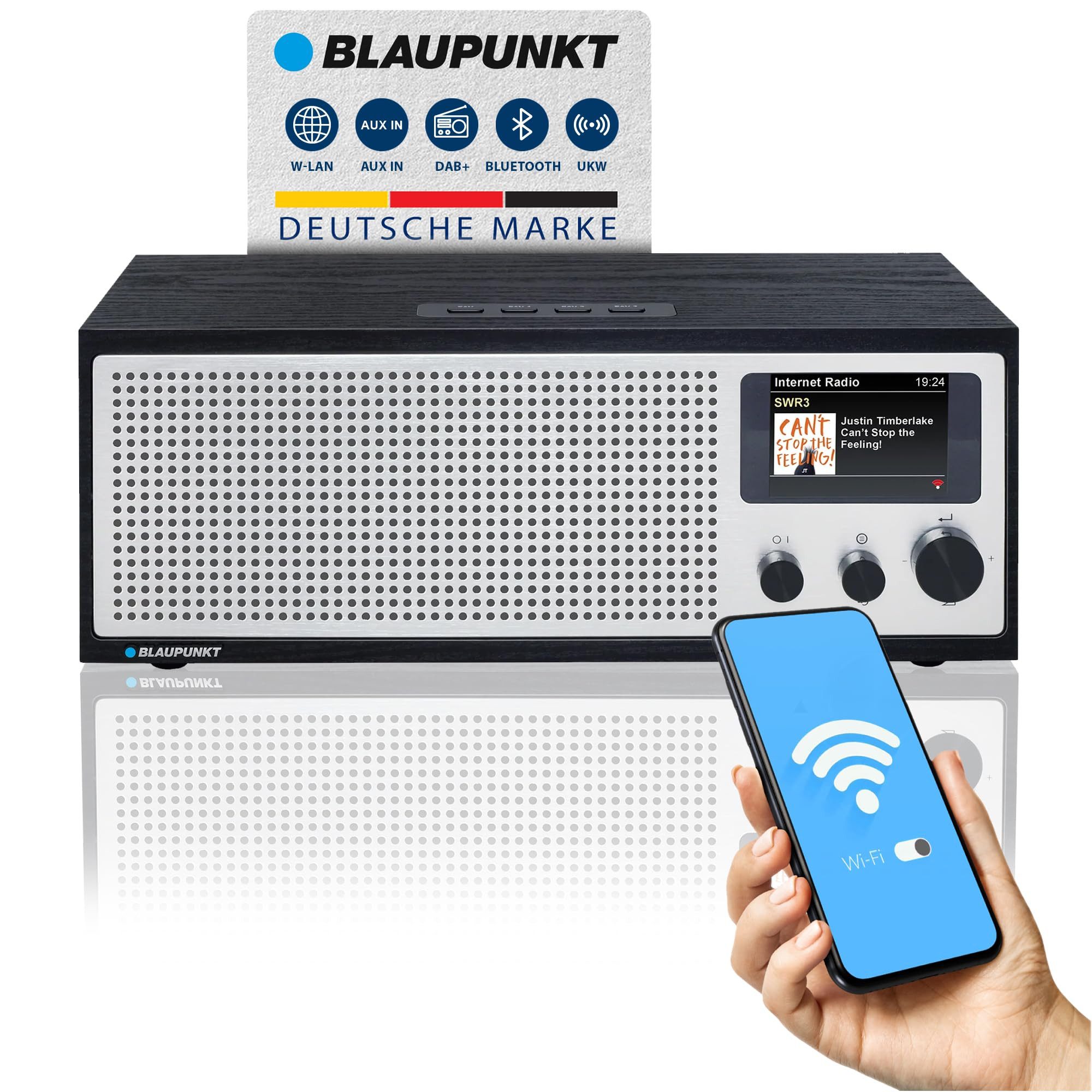 Blaupunkt K12 Radio (DAB+ Radio, WLAN, Bluetooth, Retro Design, Großer Farbdisplay)