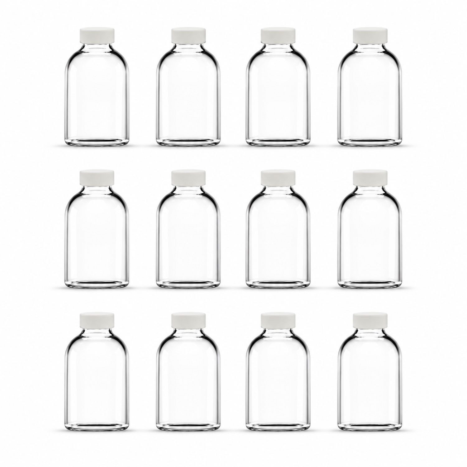 Jungengel Trinkflasche 12x Shotflaschen Saftflaschen Glas Mini Flaschen Glasflaschen, 50 ml Fassungsvermögen, kompakte Portionsgröße, mehrfach verwendbar