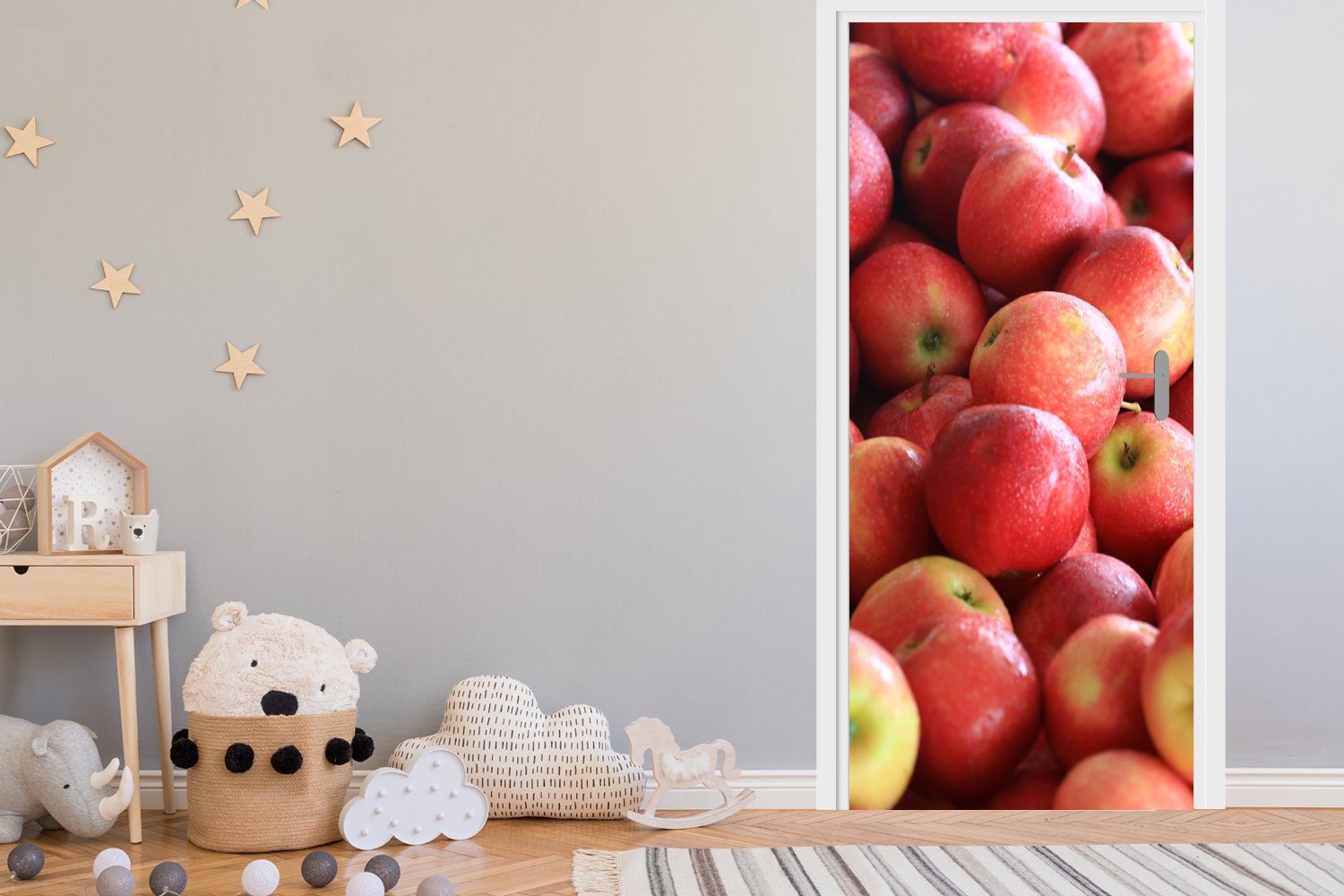 Türaufkleber, bedruckt, Fototapete 75x205 St), - Apfel Obst, (1 Rot MuchoWow cm Türtapete Matt, für Tür, -