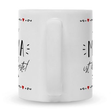 GRAVURZEILE Tasse mit Spruch Mama ist die Beste!, Keramik, Farbe: Weiß