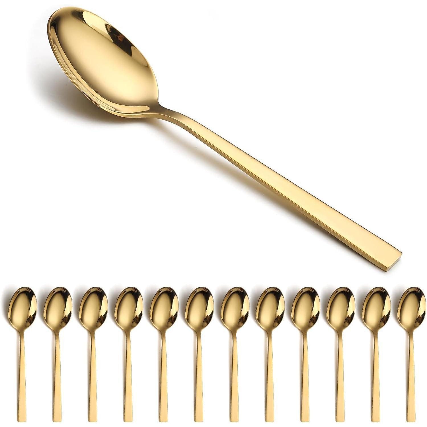LuxusKollektion Besteck-Set Suppenlöffel Edelstahl 12 Stück Gold Spülmaschinenfest 9.gold