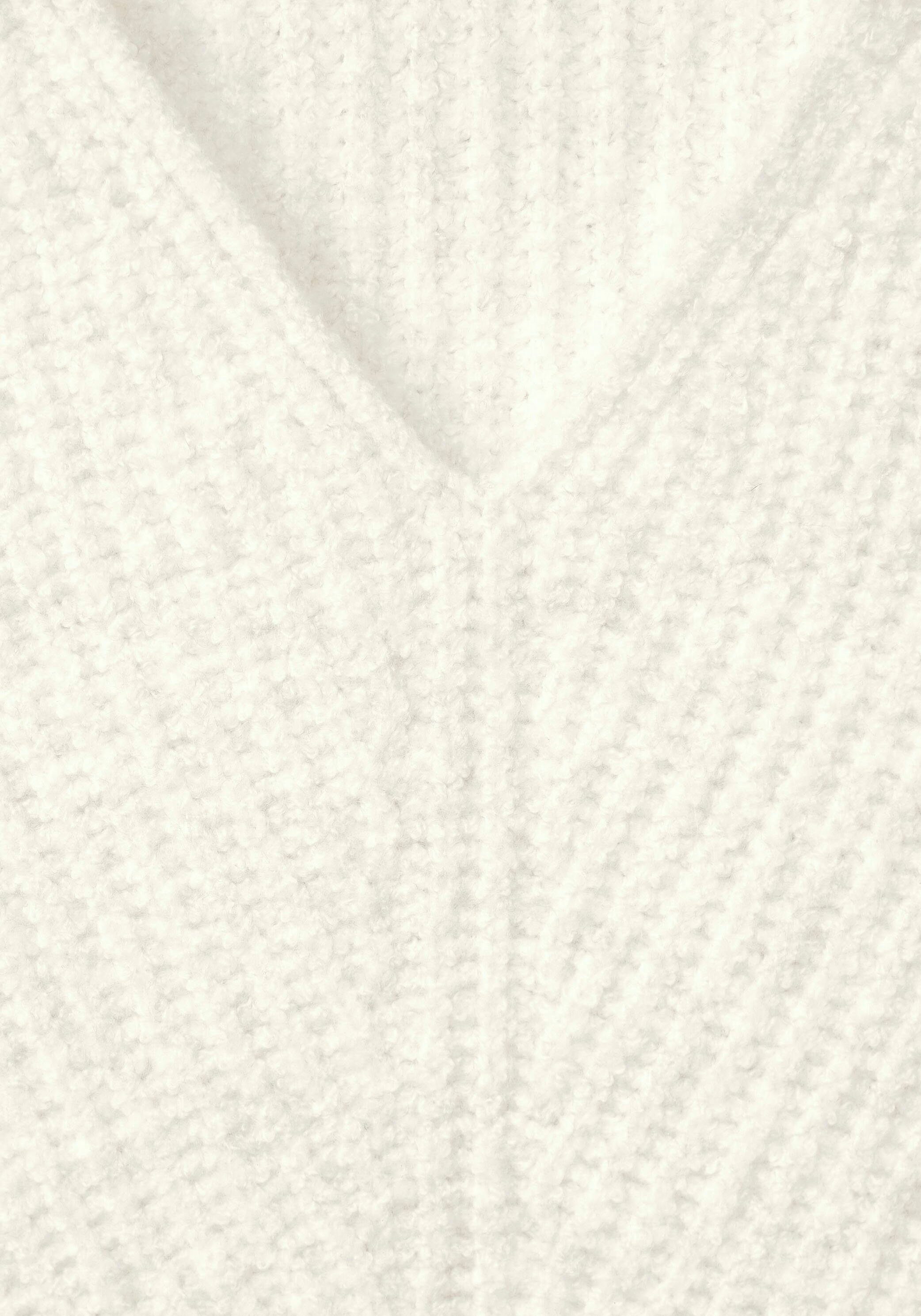 STREET white cream Rippenstruktur V-Ausschnitt-Pullover ONE mit