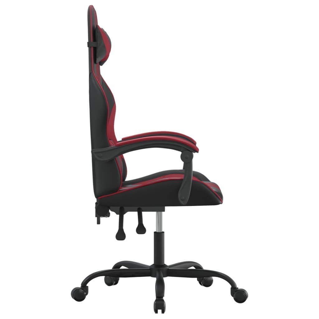 furnicato Gaming-Stuhl Drehbar (1 und Weinrot Kunstleder St) Schwarz