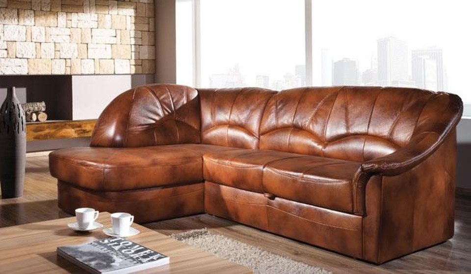Xlmoebel Ecksofa Klassische Wohnlandschaft aus echtem Leder in elegantem Design, Hergestellt in Europa