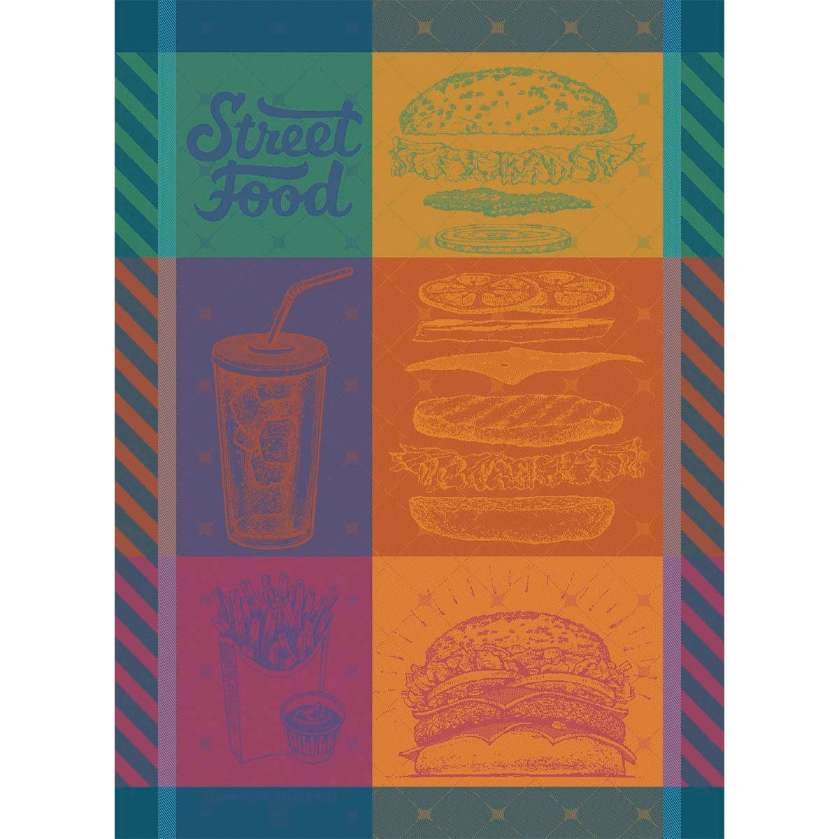 Garnier Thiebaut Geschirrtuch Geschirrtuch Street food USA gourmand 56x77 cm, (1-tlg., 1 x Geschirrtuch), jacquard-gewebt