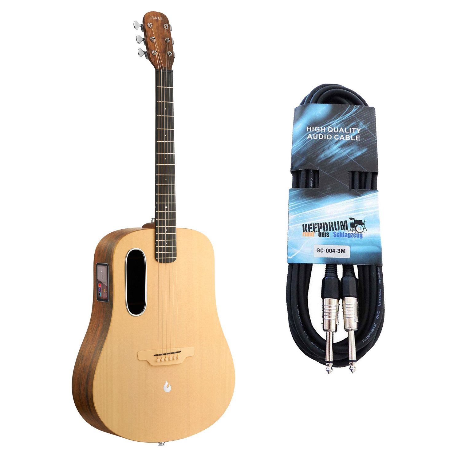 Westerngitarre Lava Music Gitarre ME4 Spruce 41 Zoll Woodgrain Brown mit Kabel