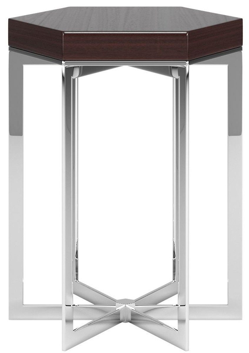 Casa - x Luxus x Padrino Art Deco Silber Luxus 6-eckiger Beistelltisch 50 Dunkelbraun Tisch Qualität 50 H. / - - Edler Deco Möbel 55 Beistelltisch cm Art