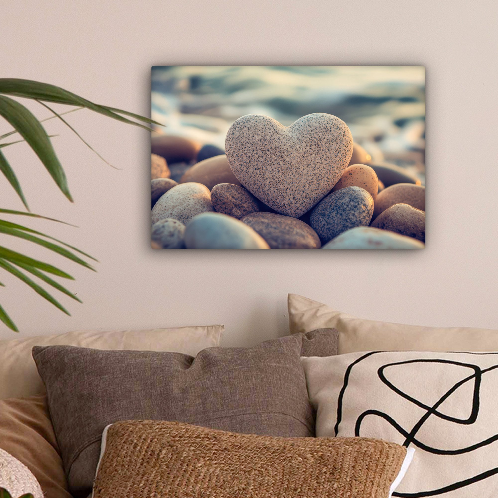 OneMillionCanvasses® Leinwandbild Herz - Steine - Natur - Kieselsteine - Ze günstig online kaufen