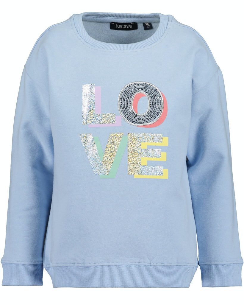 Blue Seven Sweatshirt Blue Seven Mädchen Sweatshirt Pullover LOVE angeraut hellblau
