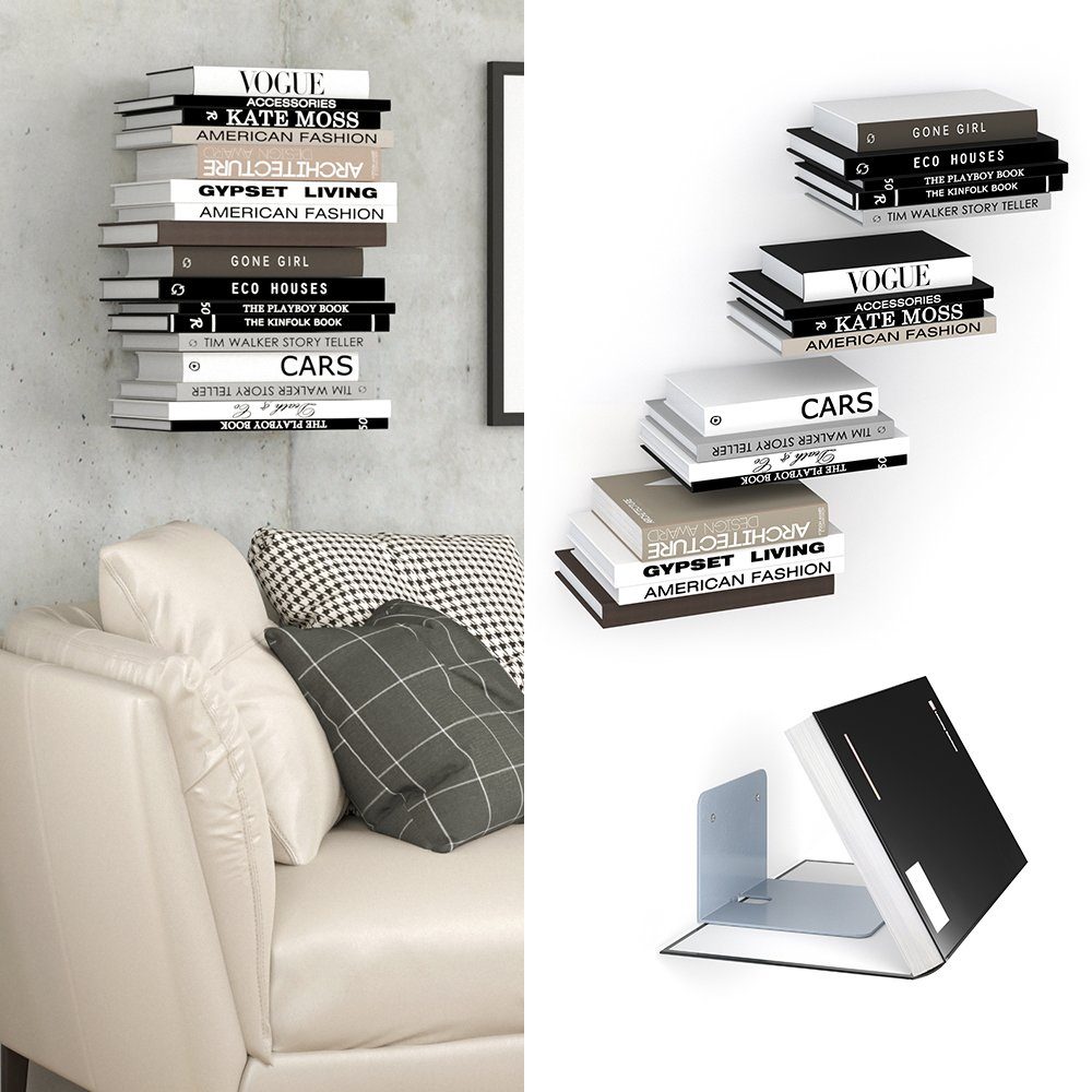 Vicco Bücherregal Ghost, Silber, 12.5 x 9 cm 4er Set günstig online kaufen