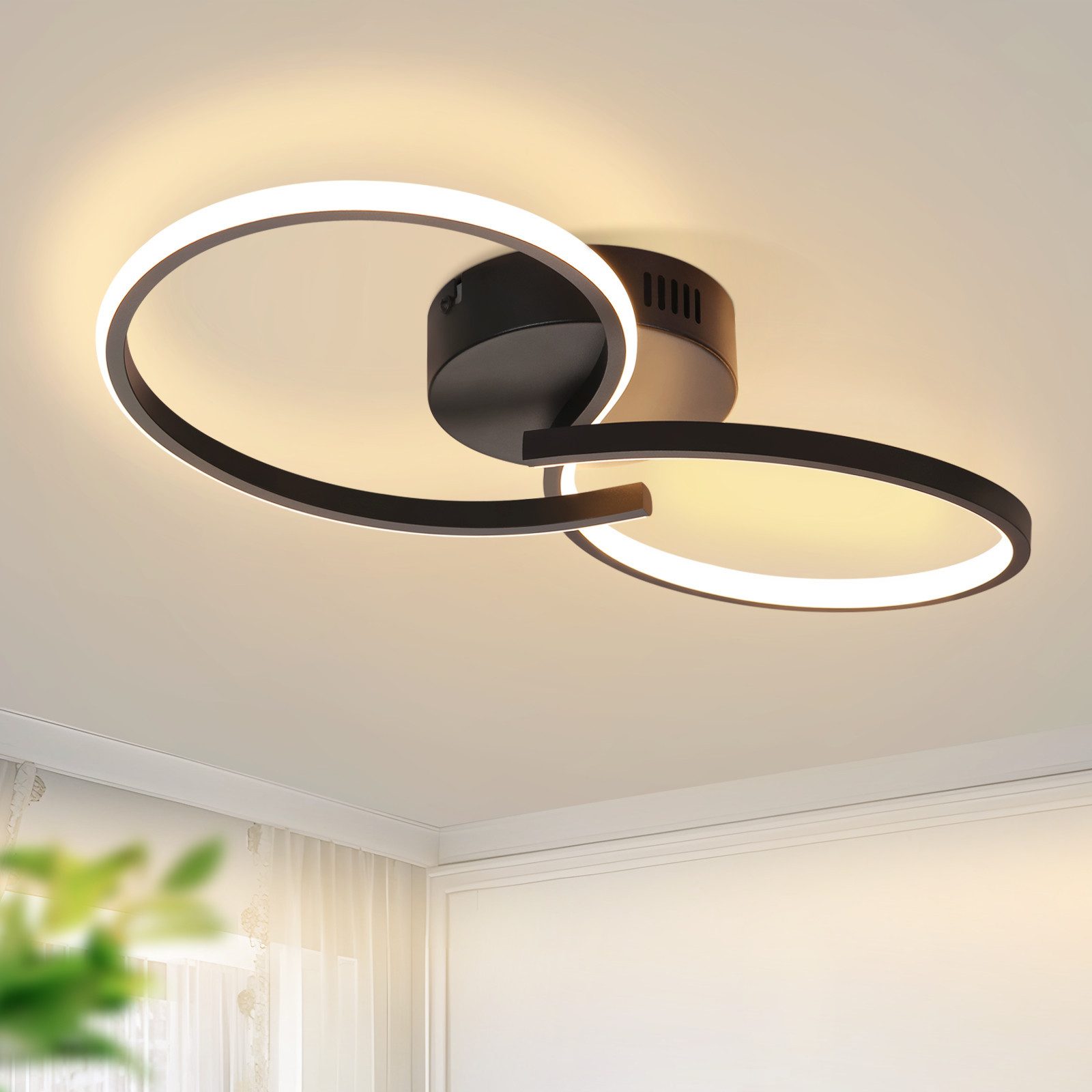 ZMH LED Deckenleuchte Wohnzimmer 8-förmige Schwarz/Weiß Deckenlampe 12/24W günstig online kaufen