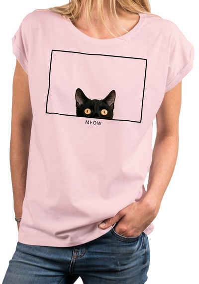 MAKAYA Print-Shirt Katzenshirt Damen Top Katzenmotiv Lustige Katzen Geschenke Katzenliebhaber, Katzenfans