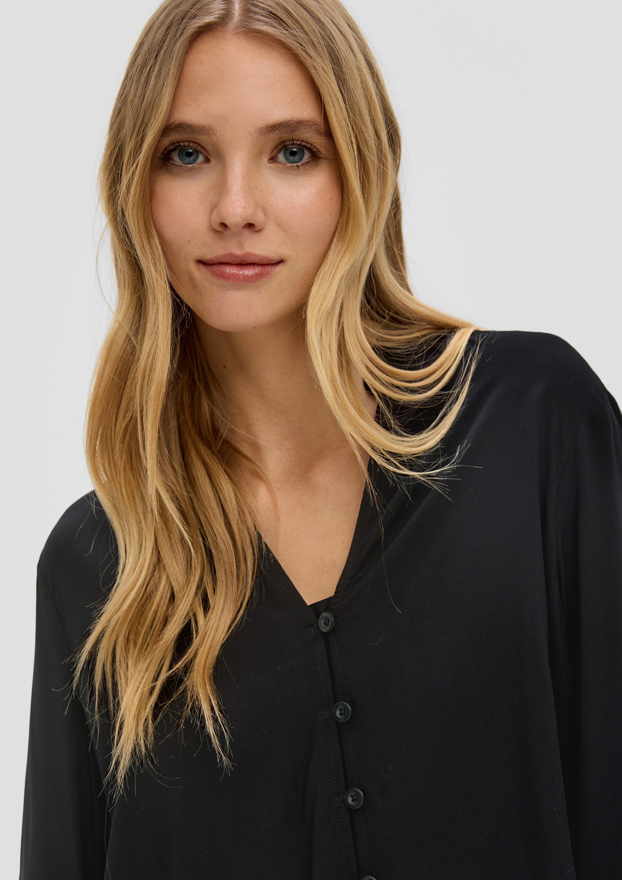 QS Langarmbluse Bluse Viskosebluse mit Turn-up-Funktion