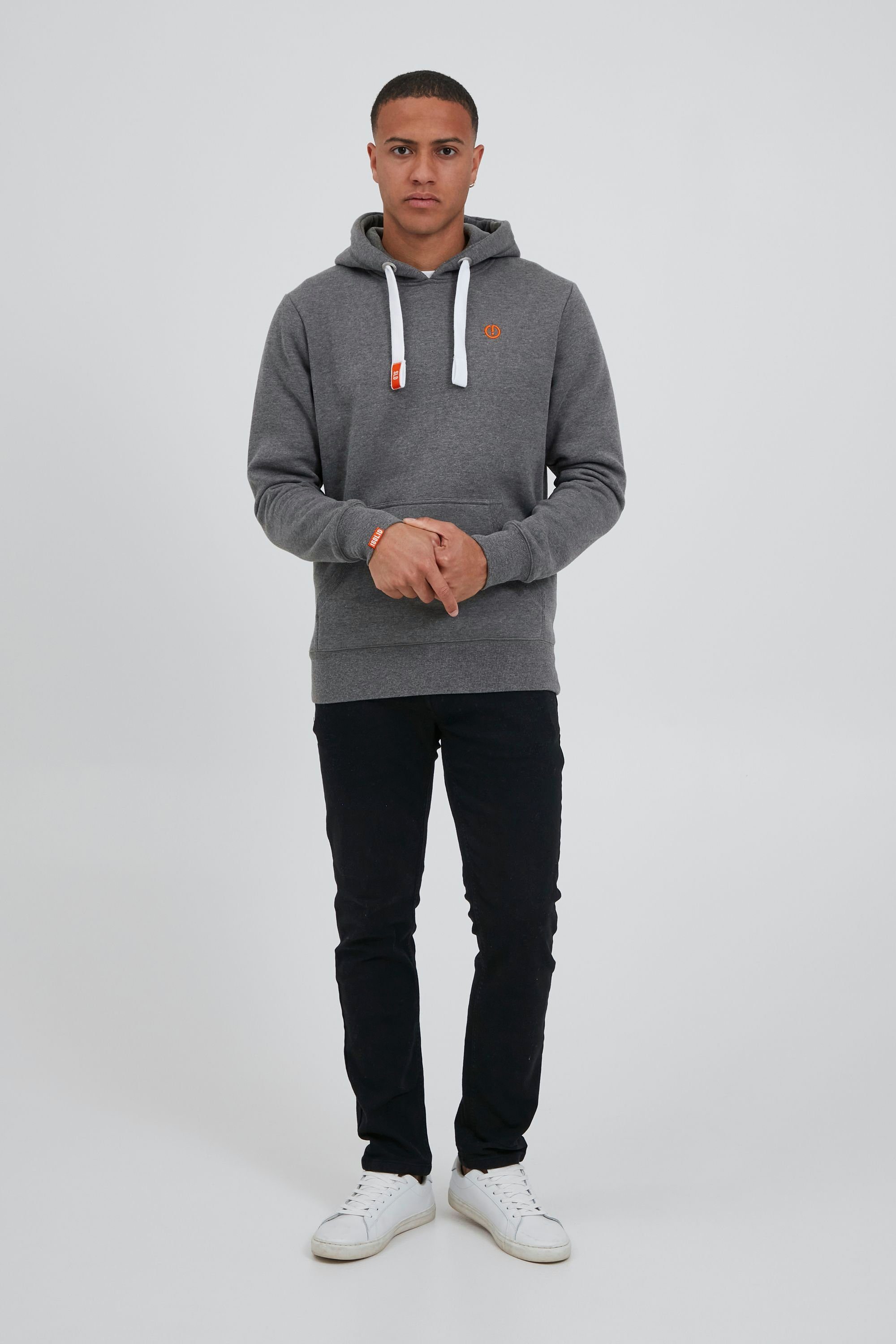 Solid Hoodie SDBennHood Grey Details mit Melange Kapuzensweatshirt (8236) kontrastfarbenenen