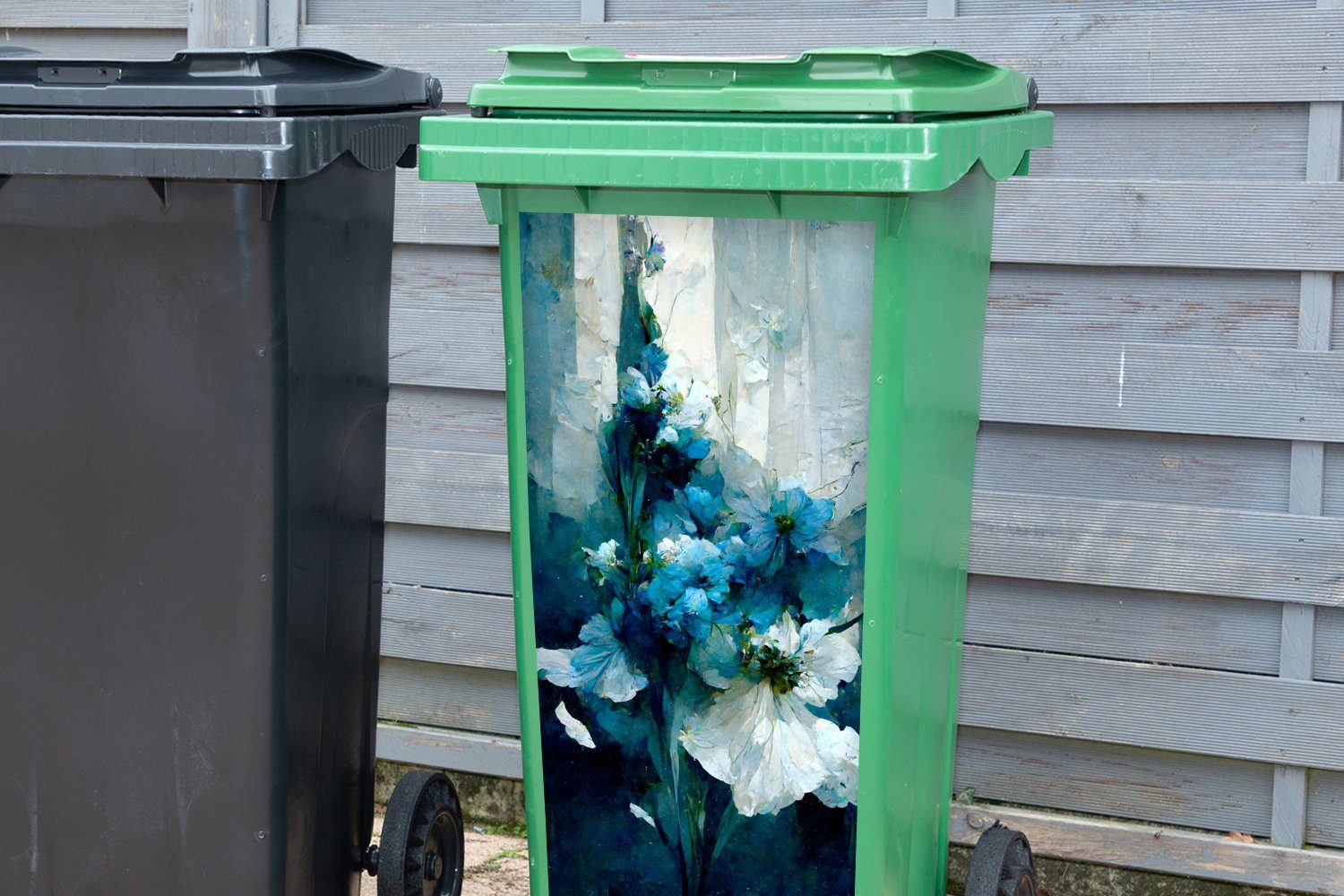 Mülleimer-aufkleber, Farbe Mülltonne, Sticker, Container, - - Blau Abfalbehälter - Wandsticker MuchoWow Blumenstrauß (1 Blumen St),