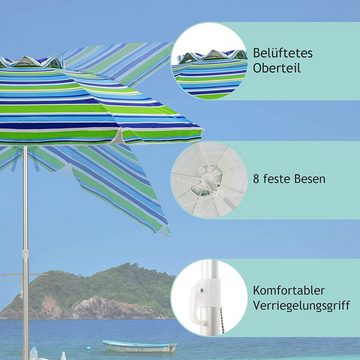 KOMFOTTEU Sonnenschirm 200 cm Strandschirm, aus Aluminium