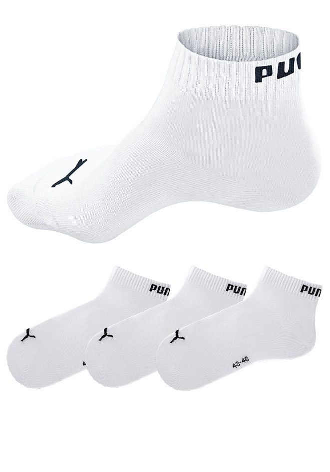 Rippbündchen PUMA weiß (3-Paar) mit Kurzsocken 3x