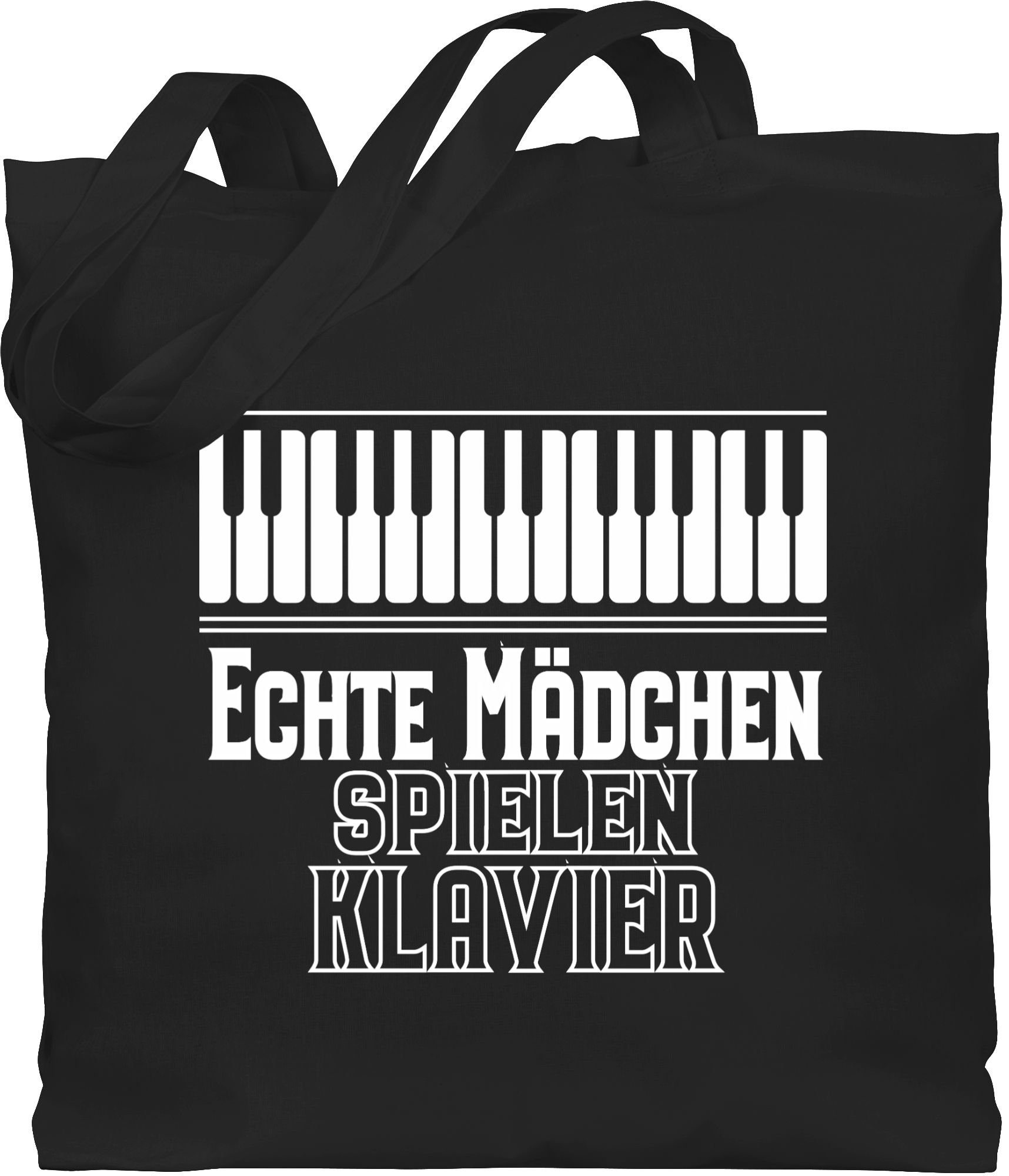 Kinder Umhängetasche Echte spielen Sprüche Mädchen Shirtracer Statement Klavier, 1 Schwarz