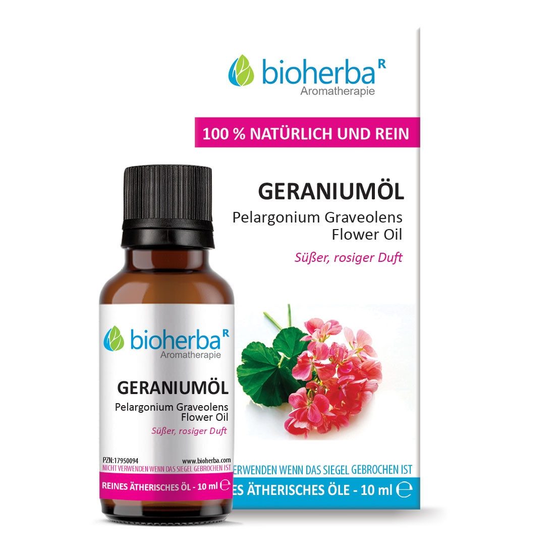 BIOHERBA R Pflege-Set Geraniumöl Reines ätherisches Öl 10ml