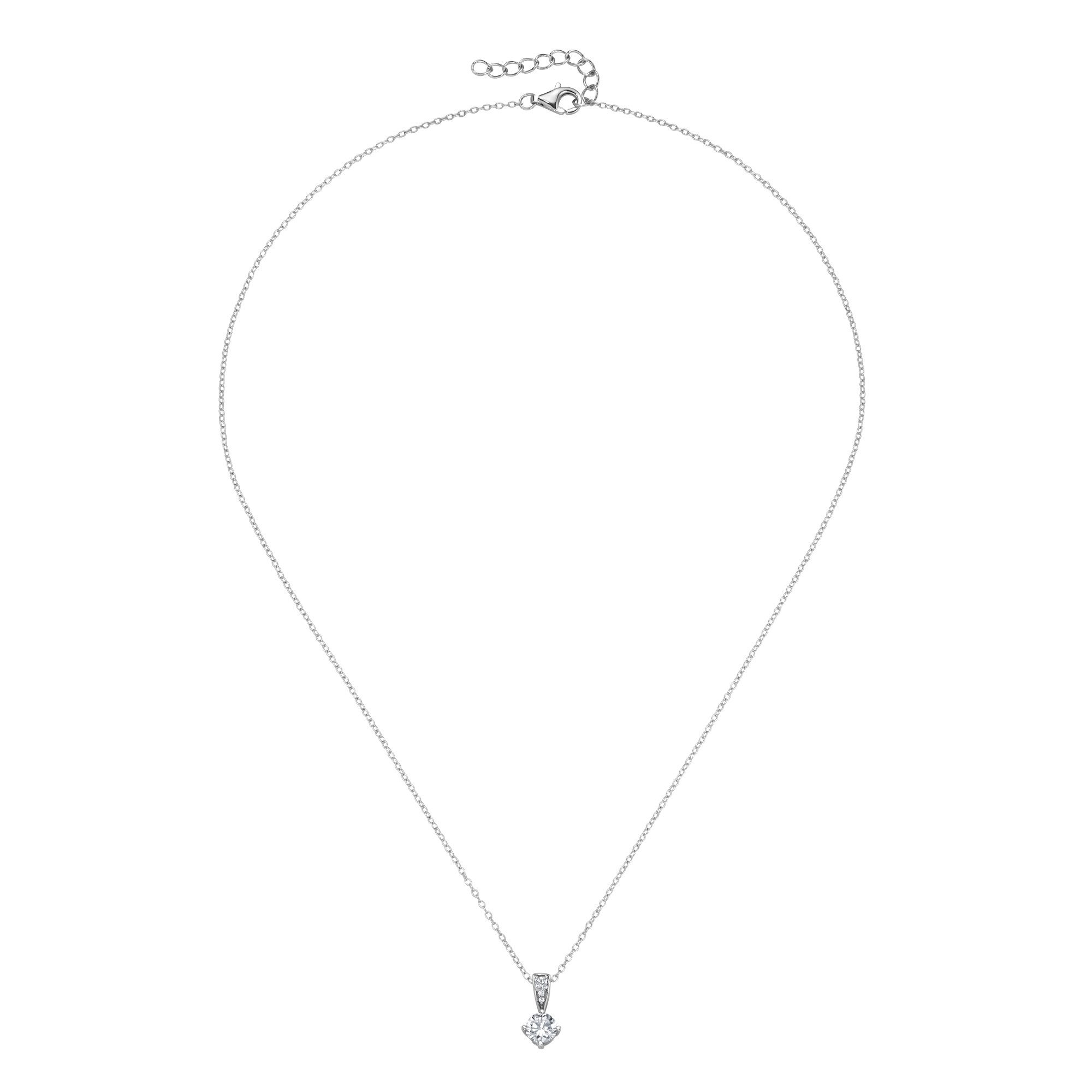 Kette mit Anhänger Schmuck Geschenk Silber 925 Halsschmuck Ankerkette Solitär-Optik