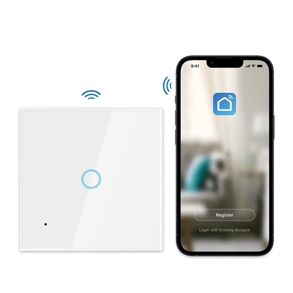 LogiLink Smart Home Wi-Fi Tuya Smart kompatibel Lichtschalter, Wandschalter Smarter