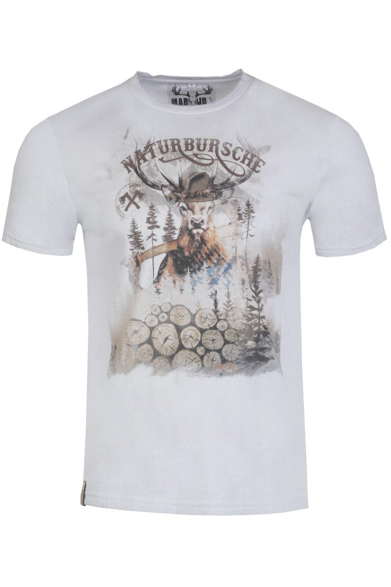 MarJo Trachtenshirt Trachtenshirt Herren - GUIDO - hellgrau, sand antik