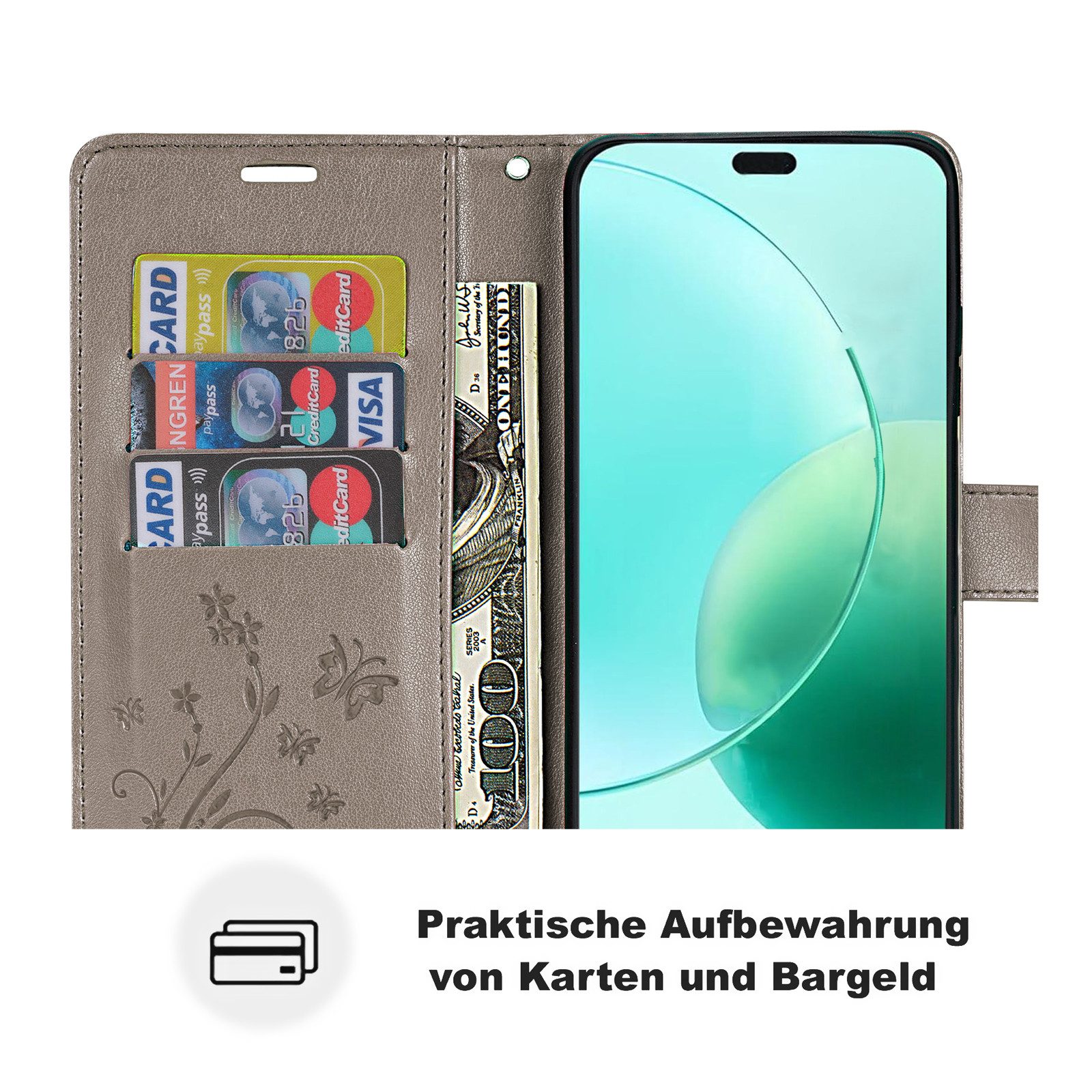 betterfon Handyhülle Handytasche für Honor 400 Lite Handyhülle Klapphülle, Bookstyle-Hülle: Magnetverschluss 3 Kartenfächer & Standfunktion – Bild 4 von 5